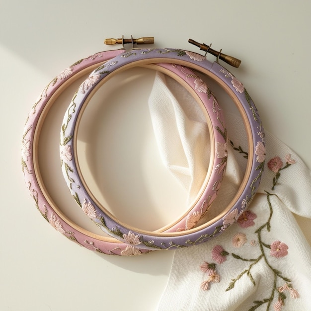 detal haftu ręcznego na lnie